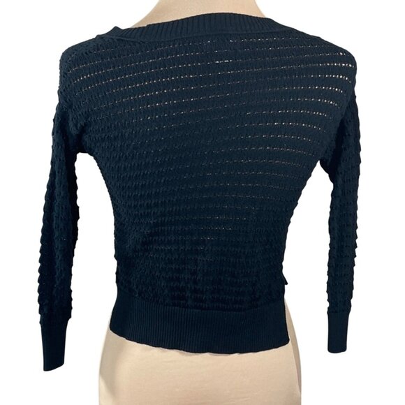Mossimo Cropped Cardigan Sweater Black V-Neck XS Extra Small - Picture 4 of 8
